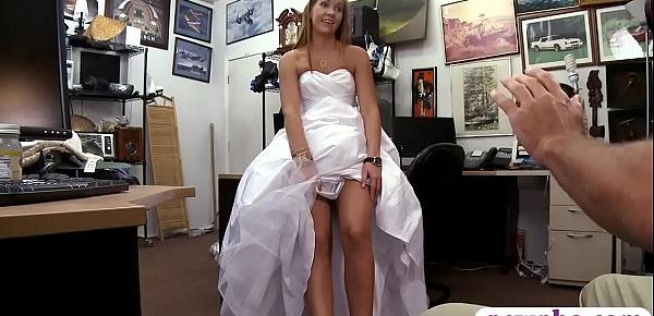 Girl in wedding dress nailed by pawn man at the pawnshop